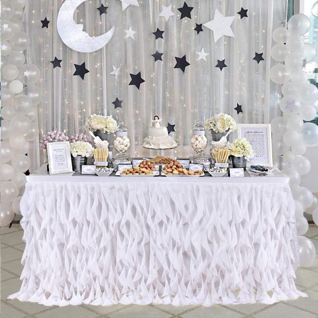 Rental store for TABLE SKIRT, 14 , WHITE, CURLY in Grand Cayman , Cayman Islands